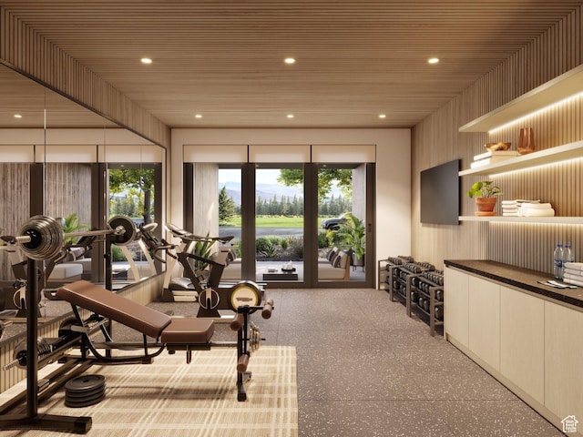 2225 Elk Meadows Cir, Woodland, UT 84036 - exercise area featuring wood ceiling