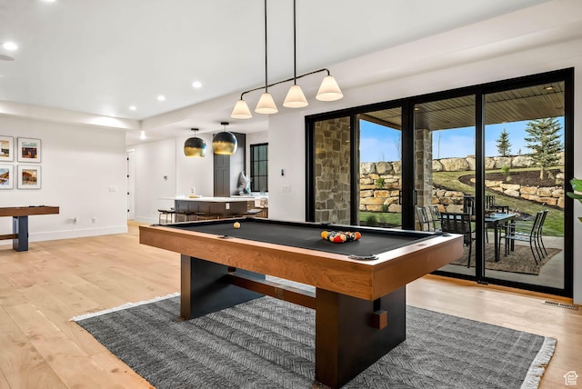 2225 Elk Meadows Cir, Woodland, UT 84036 - rec room featuring light wood-type flooring, recessed lighting, and billiards