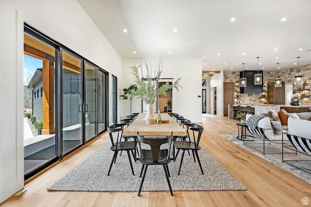 2225 Elk Meadows Cir, Woodland, UT 84036 - dining space with light wood-type flooring and recessed lighting