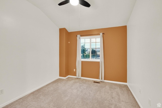 8728 S Black Diamond Cv W, West Jordan, UT 84081 - carpeted spare room with vaulted ceiling and ceiling fan