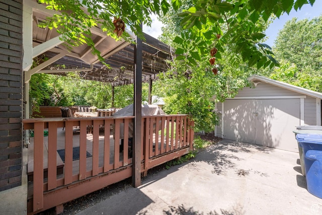 1021 E 800 S, Salt Lake City, UT 84102 - deck with an outbuilding, a pergola, and driveway