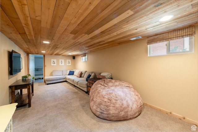 1021 E 800 S, Salt Lake City, UT 84102 - carpeted living area featuring wooden ceiling and recessed lighting