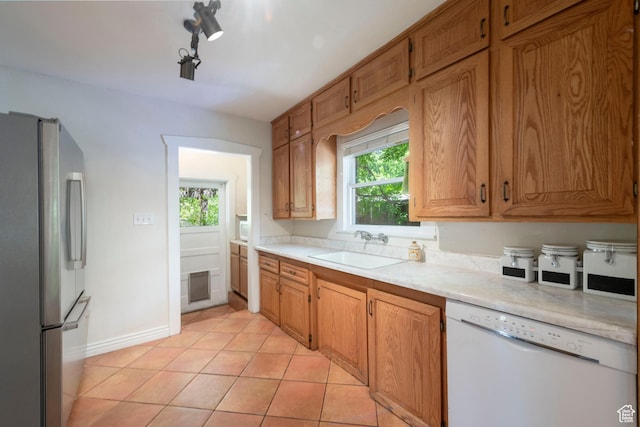 1021 E 800 S, Salt Lake City, UT 84102 - kitchen featuring freestanding refrigerator, dishwasher, light countertops, and plenty of natural light