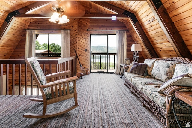 1922 N Corral Rd Unit 10, Scofield, UT 84526 - living room with wooden ceiling, wood walls, and a ceiling fan
