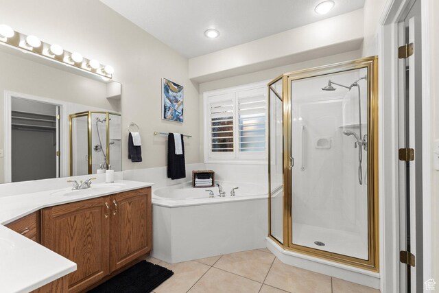11863 S Cottage Side Way, Draper, UT 84020 - full bathroom featuring a stall shower, vanity, a bath, and tile patterned flooring