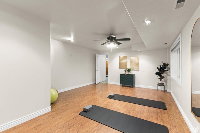 11863 S Cottage Side Way, Draper, UT 84020 - workout area with a ceiling fan and light wood-style floors