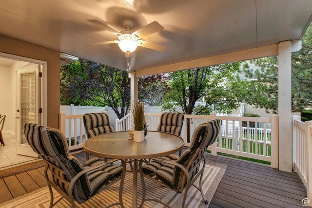 11863 S Cottage Side Way, Draper, UT 84020 - wooden terrace with outdoor dining space and a ceiling fan