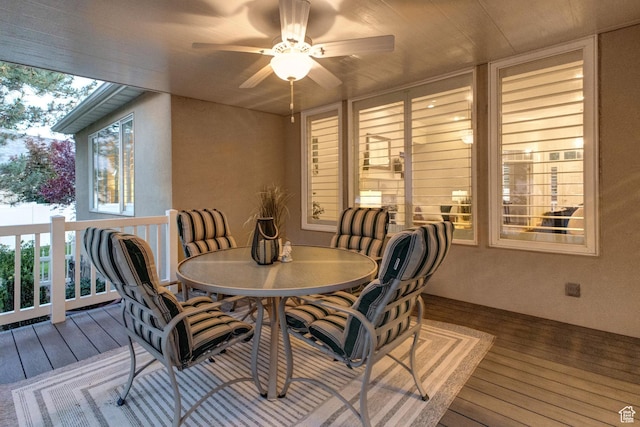 11863 S Cottage Side Way, Draper, UT 84020 - dining space with wood-type flooring, plenty of natural light, and a ceiling fan