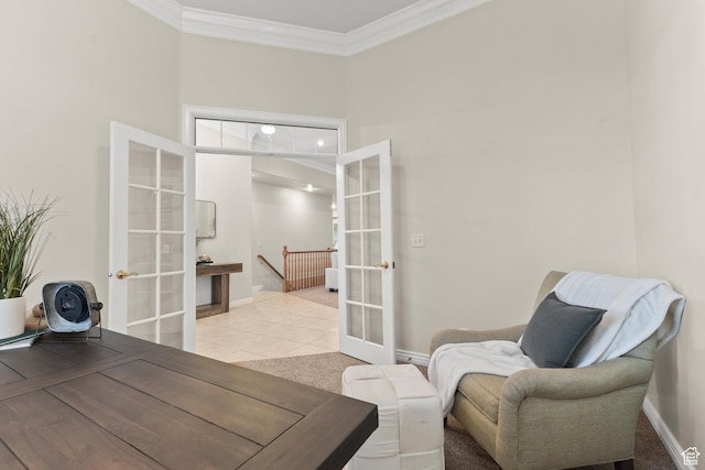 11863 S Cottage Side Way, Draper, UT 84020 - office featuring french doors, crown molding, and light tile patterned floors