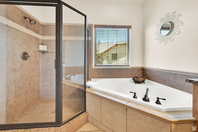 5176 E Fairview Loop Unit C505, Eden, UT 84310 - bathroom with a stall shower, a bath, and tile patterned floors