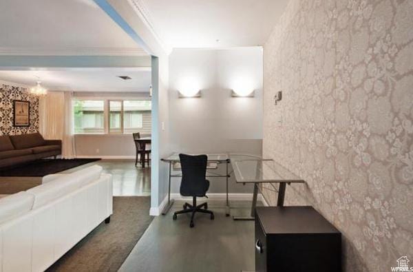 1150 E 2700 S Unit 50G, Salt Lake City, UT 84106 - office space with a chandelier and wood finished floors