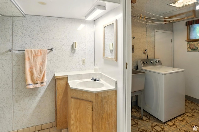 1743 N 250 W, Sunset, UT 84015 - bathroom featuring washer / dryer and vanity