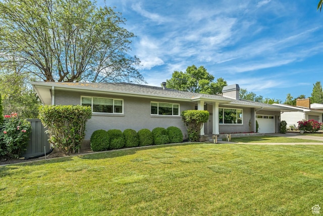 2241 E Melodie Ann Way, Holladay, UT 84124 - single story home with an attached garage, driveway, a front yard, and a chimney