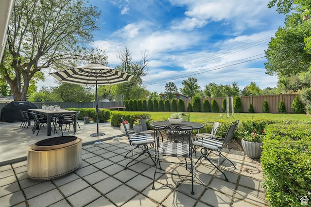 2241 E Melodie Ann Way, Holladay, UT 84124 - fenced backyard with outdoor dining area, a patio area, and grilling area