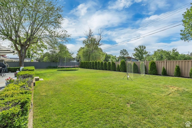 2241 E Melodie Ann Way, Holladay, UT 84124 - fenced backyard with a trampoline and a patio
