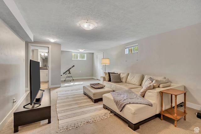 2241 E Melodie Ann Way, Holladay, UT 84124 - living room with light colored carpet, a textured ceiling, and plenty of natural light