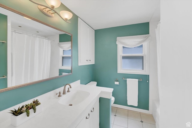 871 N 400 E, Logan, UT 84321 - full bathroom featuring vanity, tile patterned floors, curtained shower, and a bath