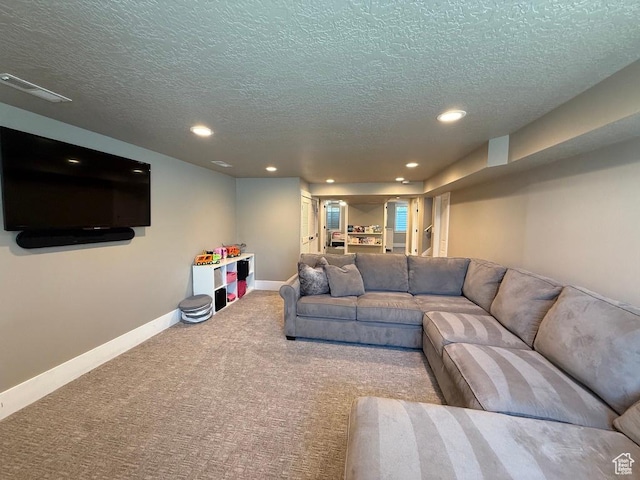 930 N 650 E, Bountiful, UT 84010 - living room with carpet flooring, recessed lighting, and a textured ceiling