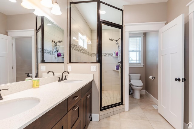 981 E Pebble Creek Rd, Smithfield, UT 84335 - full bathroom with a shower stall, tile patterned floors, and double vanity