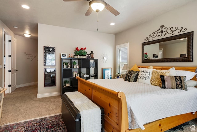 258 E Red Leaf Dr, Draper, UT 84020 - bedroom featuring carpet floors, recessed lighting, and a ceiling fan