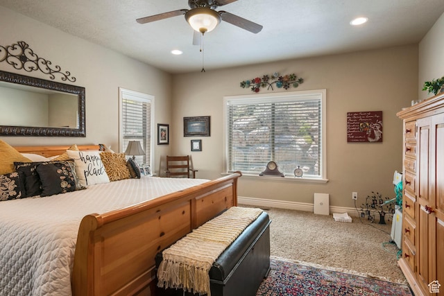 258 E Red Leaf Dr, Draper, UT 84020 - carpeted bedroom with multiple windows, recessed lighting, and a ceiling fan