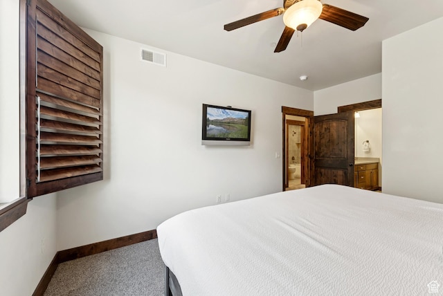 14275 N Buck Horn Trl Unit 41-F, Kamas, UT 84036 - bedroom with carpet flooring, ensuite bath, and a ceiling fan