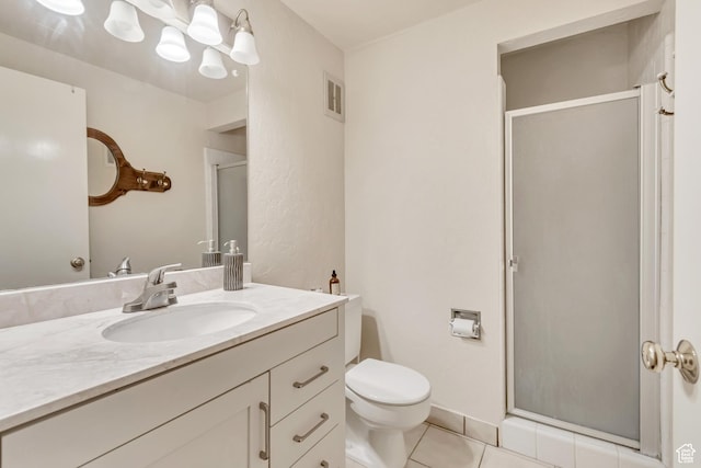 4797 S 2124 E, Holladay, UT 84117 - bathroom with a shower stall, vanity, and tile patterned flooring