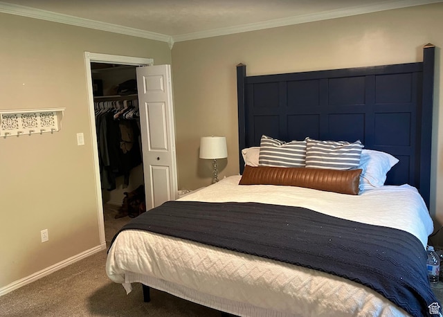 12900 S 2200 W, Riverton, UT 84065 - bedroom featuring carpet flooring, crown molding, and a closet
