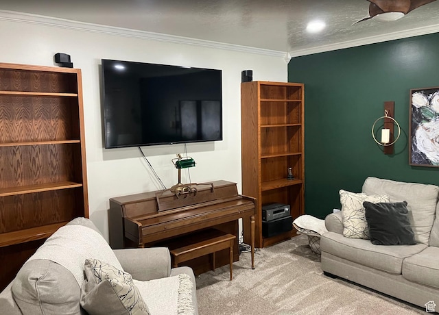 12900 S 2200 W, Riverton, UT 84065 - living area with crown molding and carpet flooring