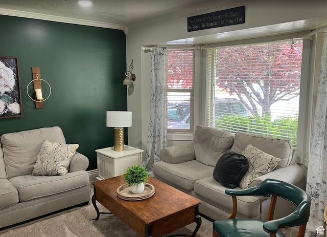 12900 S 2200 W, Riverton, UT 84065 - living area with crown molding and carpet floors