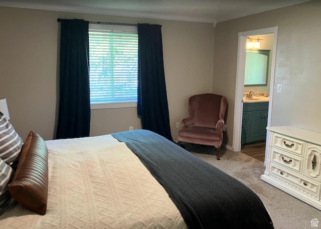 12900 S 2200 W, Riverton, UT 84065 - carpeted bedroom featuring ornamental molding and ensuite bath