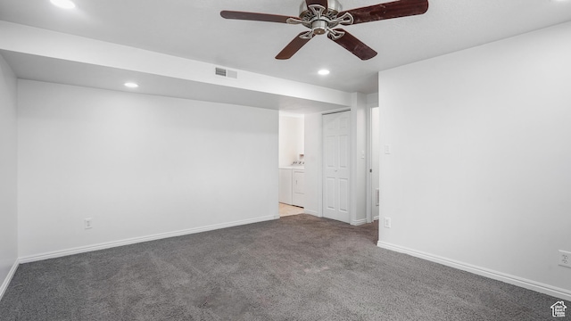 607 N 2000 W, West Point, UT 84015 - empty room with recessed lighting, carpet flooring, ceiling fan, and independent washer and dryer