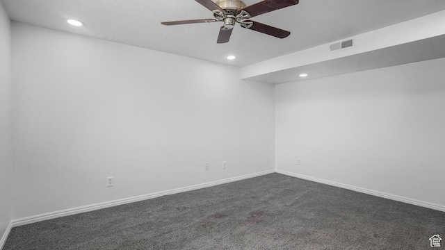 607 N 2000 W, West Point, UT 84015 - unfurnished room featuring dark colored carpet, recessed lighting, and a ceiling fan