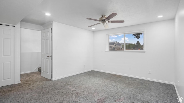 607 N 2000 W, West Point, UT 84015 - unfurnished bedroom with carpet, recessed lighting, a closet, and a ceiling fan