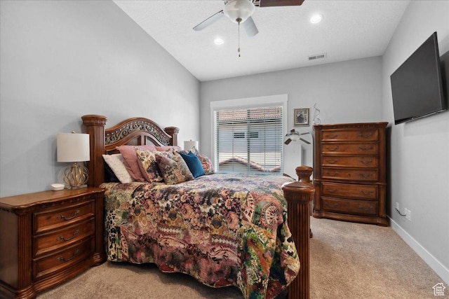 5538 N Turin Ln, Highland, UT 84003 - carpeted bedroom featuring a ceiling fan and recessed lighting