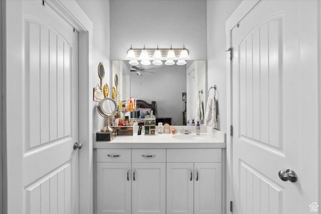 5538 N Turin Ln, Highland, UT 84003 - bathroom with vanity, ceiling fan, and ensuite bath