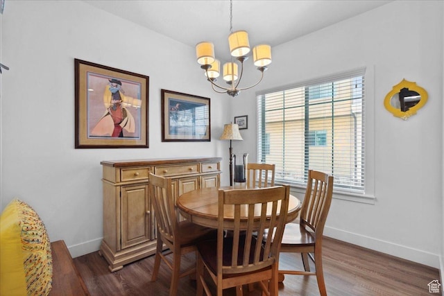 5538 N Turin Ln, Highland, UT 84003 - dining room featuring a chandelier and dark wood-style floors