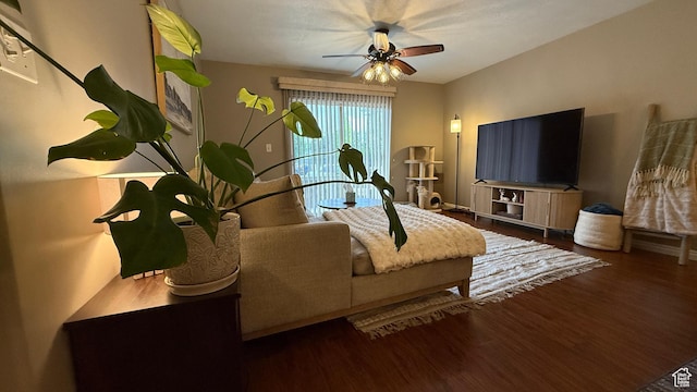 1205 E Privet Dr S Unit 101, Cottonwood Heights, UT 84121 - living room featuring wood finished floors and a ceiling fan