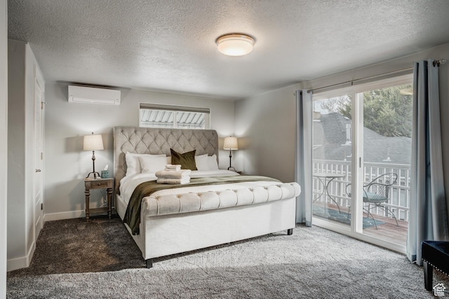 768 E 800 S, Salt Lake City, UT 84102 - carpeted bedroom with access to outside, multiple windows, a textured ceiling, and a wall mounted AC