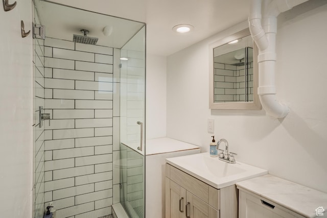 768 E 800 S, Salt Lake City, UT 84102 - bathroom featuring a stall shower, vanity, and recessed lighting