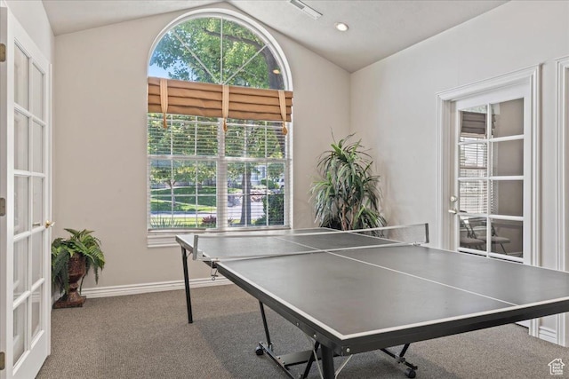 3304 S Hunter Villa Ln Unit D, West Valley City, UT 84128 - rec room with vaulted ceiling, healthy amount of natural light, and carpet flooring