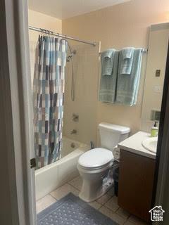 395 E Center St, Spring City, UT 84662 - full bath with vanity, shower / bath combo, and tile patterned floors