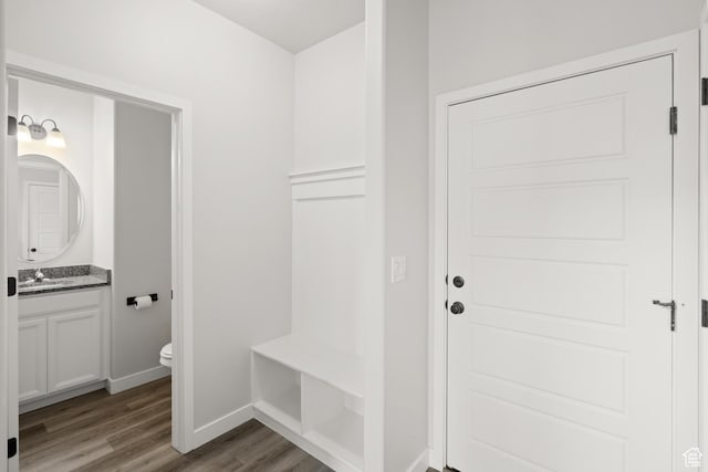 15040 S Wild Horse Way, Bluffdale, UT 84065 - mudroom with wood finished floors and a sink