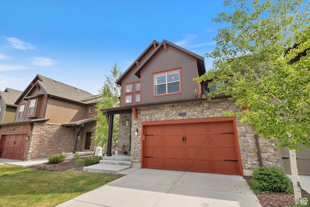 1076 W Abigail Dr, Kamas, UT 84036 - view of front of property with stone siding, a garage, and driveway
