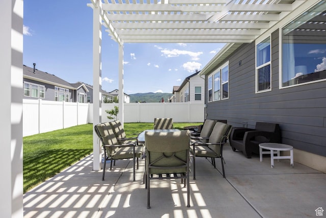1681 S 1110 E, Heber City, UT 84032 - fenced backyard with outdoor dining space, a pergola, and a patio