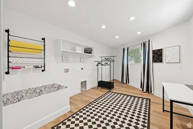 2104 W Champagne Cir, Taylorsville, UT 84129 - mudroom with light wood-style floors and recessed lighting