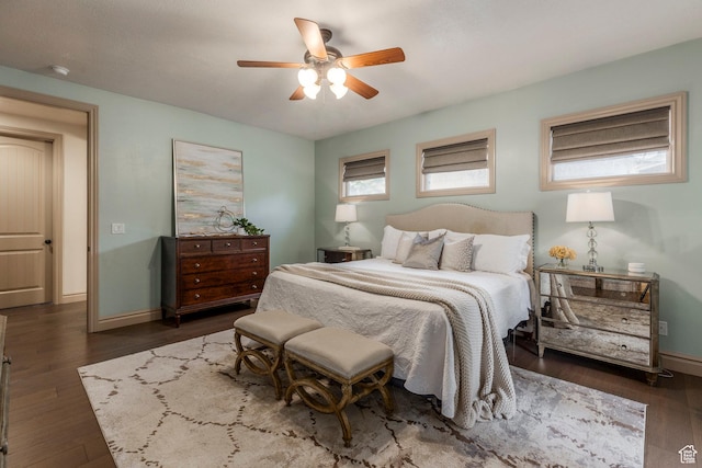 10677 S Amberley Ln E, Sandy, UT 84094 - bedroom featuring dark wood-type flooring and a ceiling fan