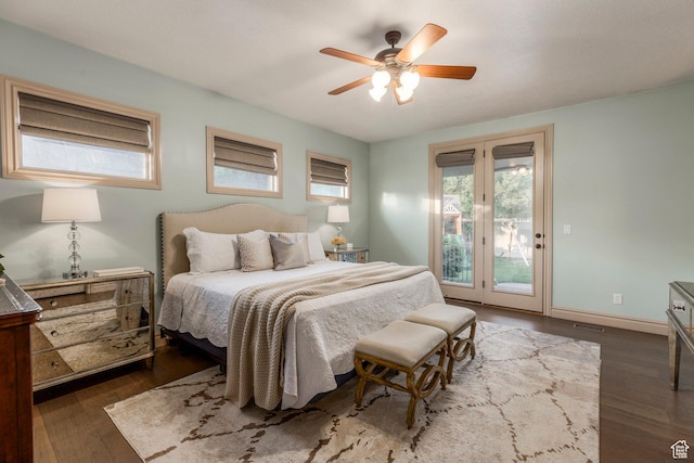 10677 S Amberley Ln E, Sandy, UT 84094 - bedroom with access to exterior, wood finished floors, and ceiling fan