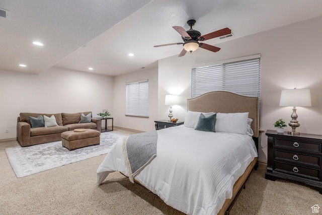 10677 S Amberley Ln E, Sandy, UT 84094 - carpeted bedroom featuring recessed lighting and a ceiling fan
