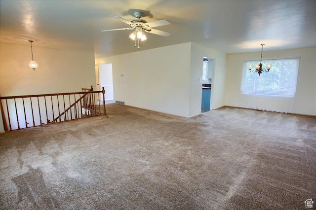 1063 W 1100 N, Provo, UT 84604 - spare room featuring carpet floors, a chandelier, and ceiling fan